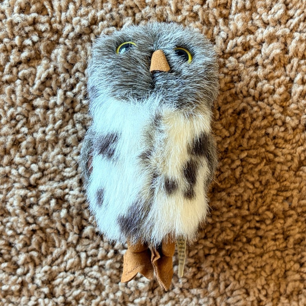 Folkmanis Mini Spotted Owl Finger Puppet 4" Realistic Stuffed Animal Plush Toy